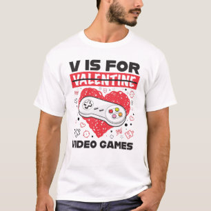 T-shirt V est pour les jeux vidéo contre la Saint Valenti