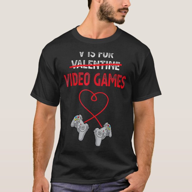T-shirt V Est Pour Valentine Jeux Vidéo Cadeau Pour Les Jo (Devant)