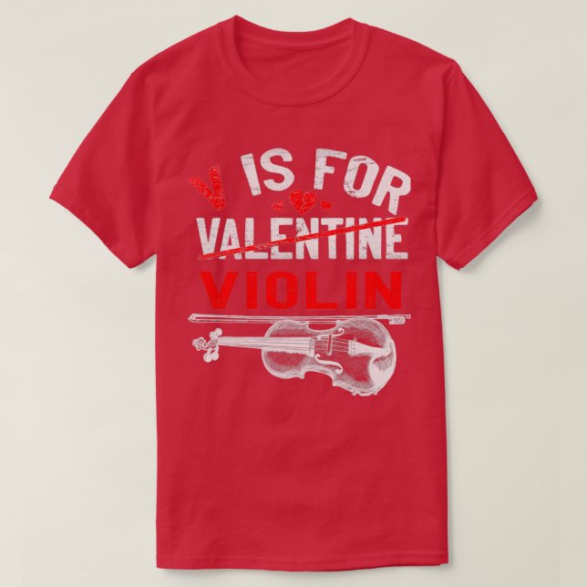 T-shirt V est pour violon amusant Valentines Jour violonis (Design devant)