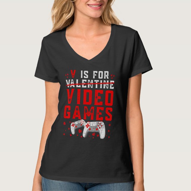 T-shirt V Is For Valentine Video Games Cool Controllers Ga (Devant)
