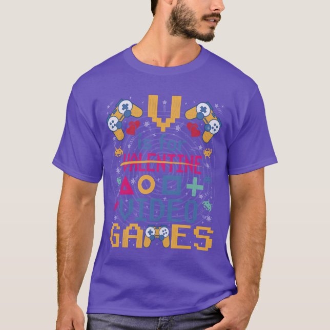 T-shirt V is for video games Funny Gamer girl friends (Devant)