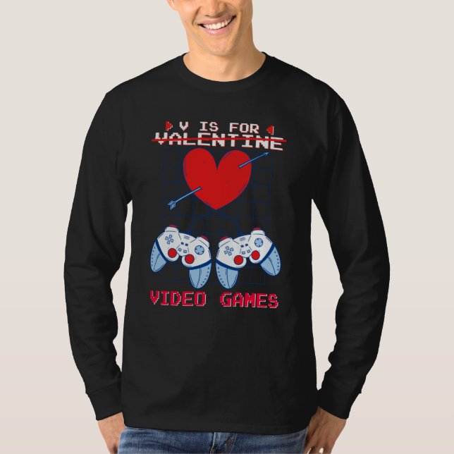 T-shirt V is for Video Games Valentines Day Gamer Boys Gam (Devant)
