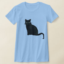 T-shirt V-neck noir pour femmes Chat