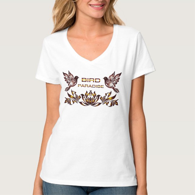 T-shirt V pour femmes BIRD PARADISE (Devant)