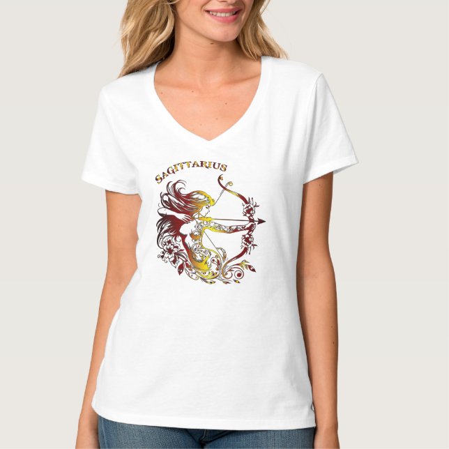 T-shirt V pour femmes Sagittaire (Devant)