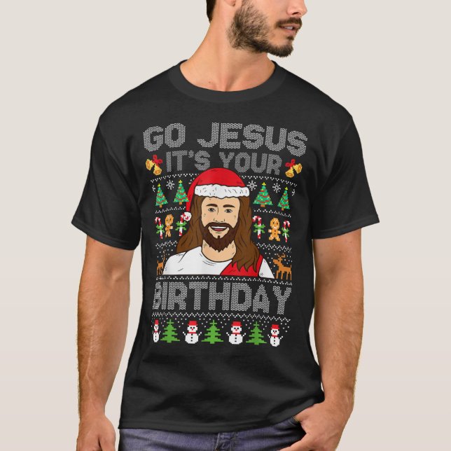 T-shirt Va Jésus C'Est Ton Anniversaire Vilain Chandail De (Devant)