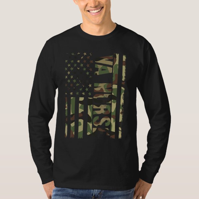 T-shirt VA Nurse Camouflage American Flag Patriotic Nurse  (Devant)