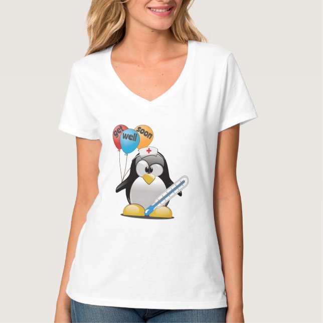 T-shirt Va-t'en bientôt. Infirmière de pingouin. (Devant)