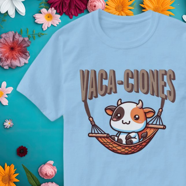 T-shirt Vacaciones (Vacances) Chemise espagnole Punny Cow (Vacaciones (Vacation) Punny Cow Spanish Shirt.)