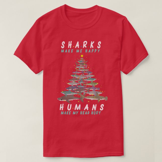 T-shirt Vacances 365 requins Noël Arbre requin Make Me Ha (Design devant)