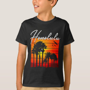 T-shirt Vacances à Honolulu Souvenir Hawaï Coucher de sole