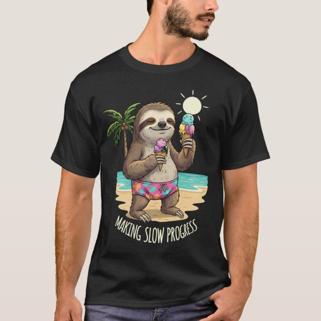 T-shirt Vacances à la plage "Faire des progrès lents" avec (Devant)