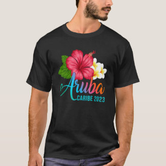 T-shirt Vacances Aruba Caribe Hibiscus Tropical Fleurs
