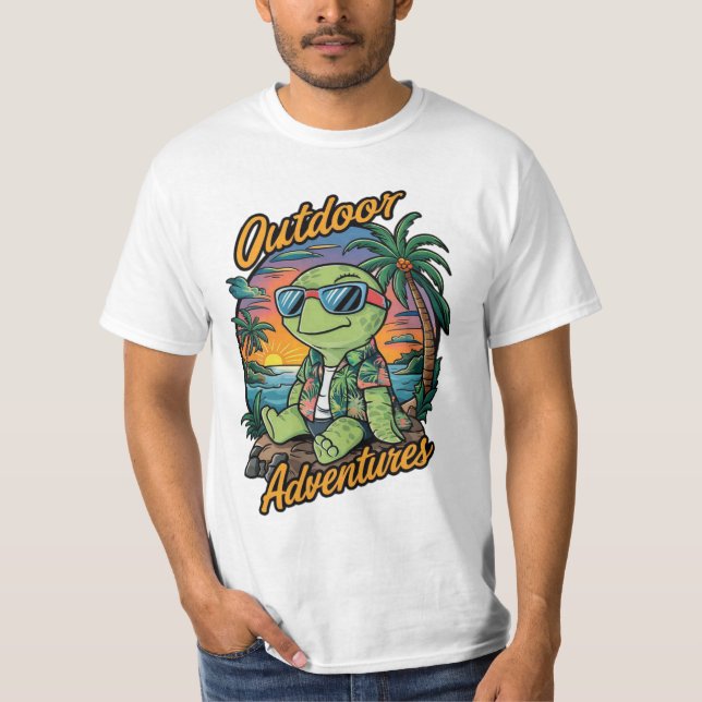 T-shirt Vacances, Aventures en plein air, design (Devant)