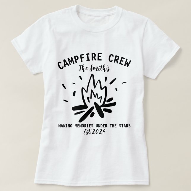 T-shirt Vacances Camping Familial 2024, Équipage Camping (Design devant)