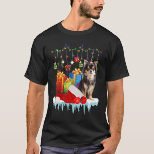 T-shirt Vacances Chihuahua lumières de Noël Boîte à chapea