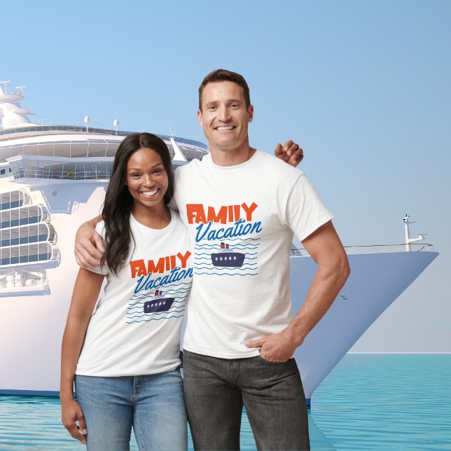 T-shirt Vacances croisière en famille Orange/Bleu (Créateur téléchargé)