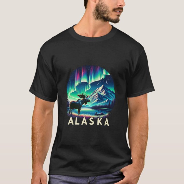 T-shirt Vacances de l'orignal pour observer les aurores bo (Devant)