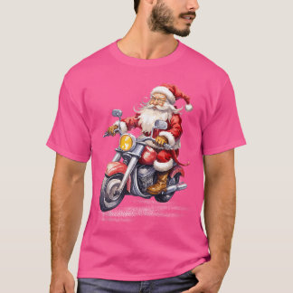 T-shirt Vacances de Noël Drôle de Père Noël en Moto Noël