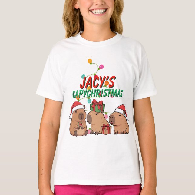 T-shirt Vacances de Noël du capybara  (Devant)
