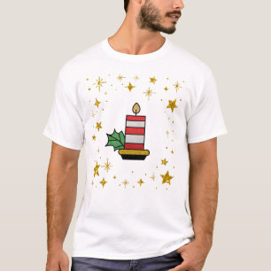 T-shirt Vacances de Noël Gold Stars Parties scintillant a