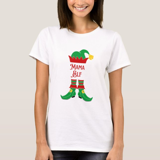 T-shirt Vacances de Noël  Maman Elfe  (Devant)