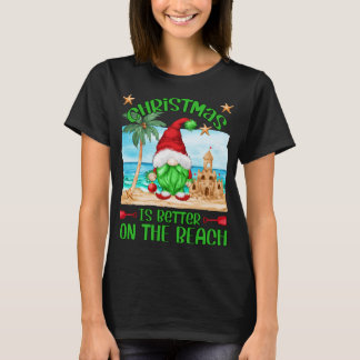 T-shirt Vacances De Noël Sur La Plage Drôle Gnome