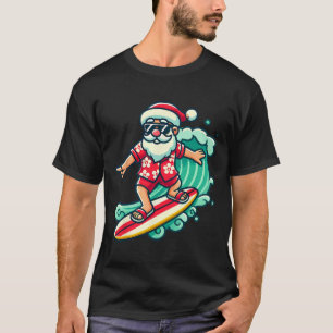 T-shirt Vacances de Noël tropicales du Père Noël surfeur X