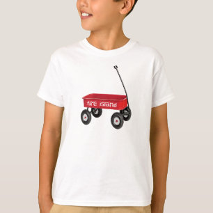 T-shirt vacances d'été à la plage avec un chariot rouge à