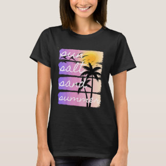 T-shirt Vacances d'été à la plage Sel Soleil Sable Coucher