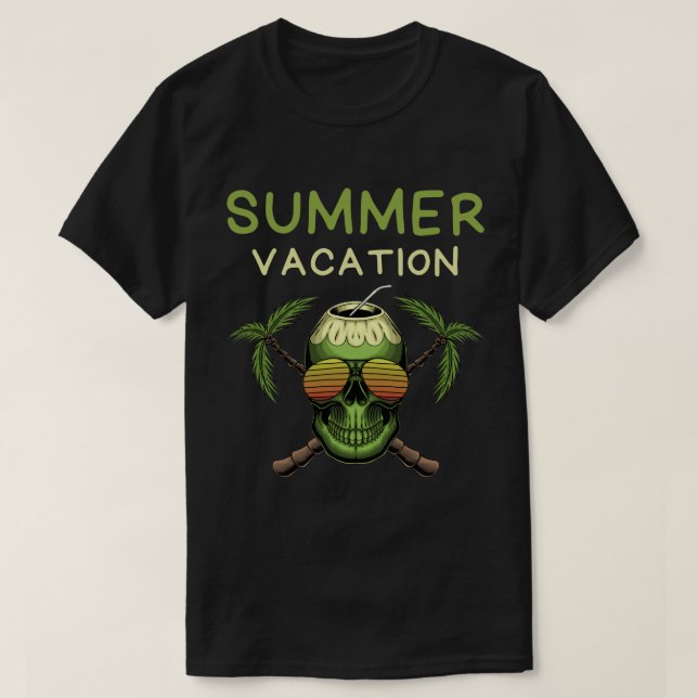 T-shirt Vacances d'été Crâne Tropical (Design devant)