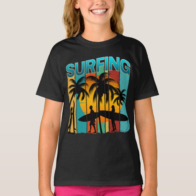 T-shirt vacances d'été de surf (Devant)