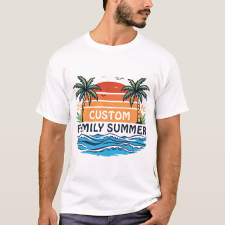 T-shirt Vacances d'été en famille à la plage personnalisée