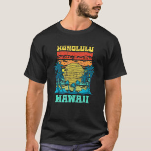 T-shirt Vacances d'été Honolulu Aloha Palm Trees coucher d