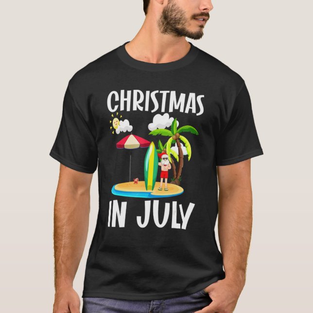 T-shirt Vacances D'Été Noël En Juillet Père Noël (Devant)