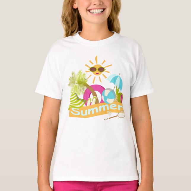 T-shirt Vacances d'été plage soleil souriant en lunettes d (Devant)