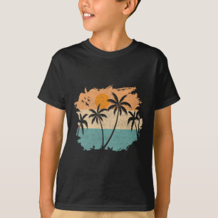 T-shirt Vacances d'été Rétro Coucher de soleil Plage Palmi