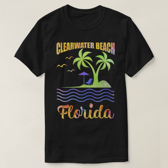 T-shirt Vacances d'été Retro Sunset Floride Clearwater Be (Design devant)