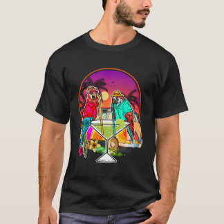 T-shirt Vacances d'été tropicales Oiseaux Perroquets Boire