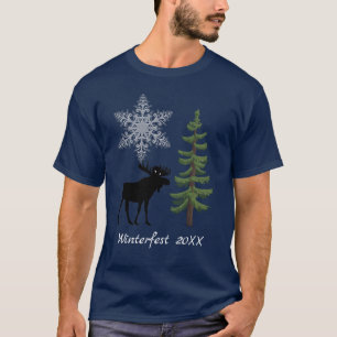 T-shirt Vacances d'hiver Moose Flèche de neige Pine Tree
