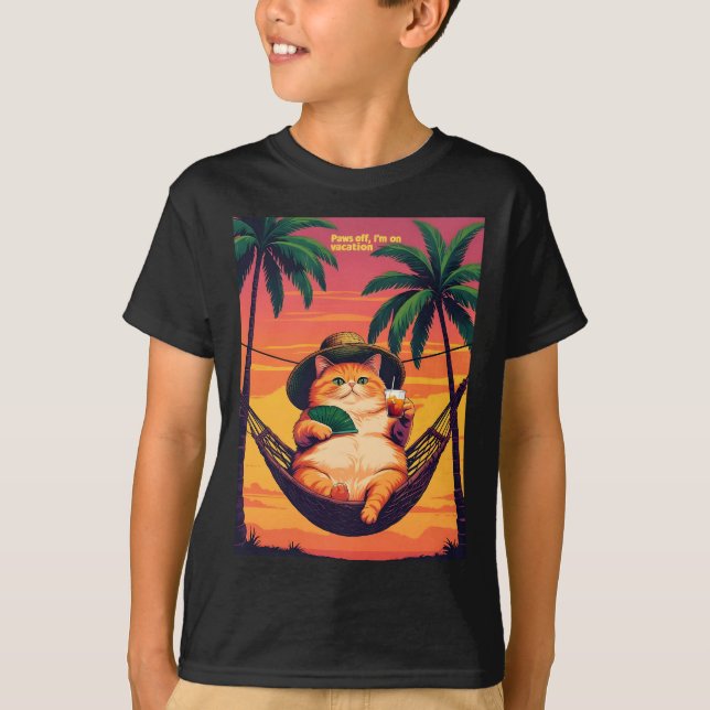 T-shirt Vacances drôles de chat d'été rétro (Devant)