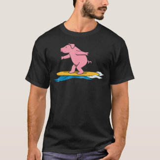 T-shirt Vacances du Surfeur de Cochon Ironique