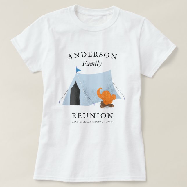 T-shirt Vacances en camping de la Réunion de famille (Design devant)