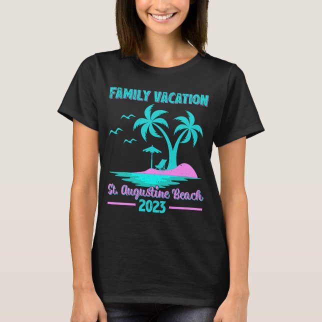 T-shirt Vacances en famille 2023 Palm Tree Floride St Augu (Devant)