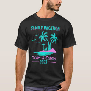 T-shirt Vacances en famille 2023 Palm Tree Turks & Caicos