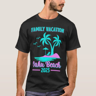 T-shirt Vacances en famille 2023 Palmier Hawaï Oahu Plage