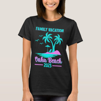 T-shirt Vacances en famille 2023 Palmier Hawaï Oahu Plage