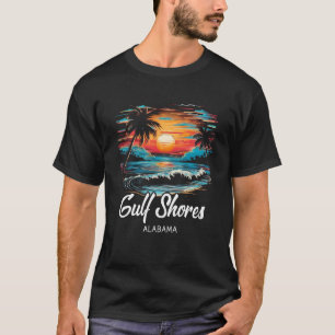 T-shirt Vacances en famille Retro Sunset Alabama Gulf Shor