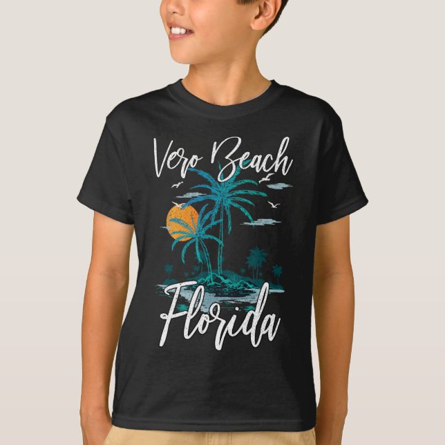T-shirt Vacances en famille Retro Sunset Floride Vero Beac (Devant)