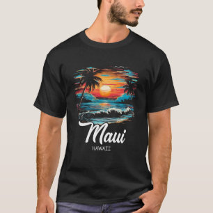 T-shirt Vacances en famille Retro Sunset Hawaii Maui Shirt